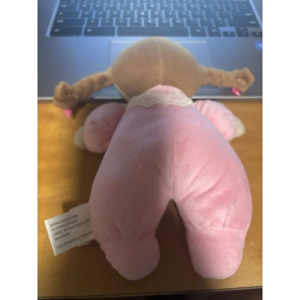 Stephan Baby 8” My First Doll Lovey Pink Brown Hair Rattle